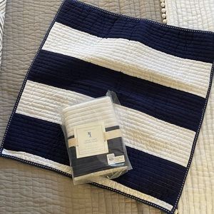 Pottery barn, rugby striped quilted sham pair